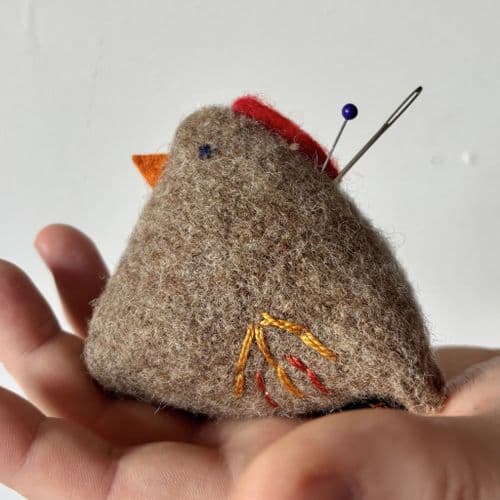 Shetland Wool Pin Cushion - Fire Wing