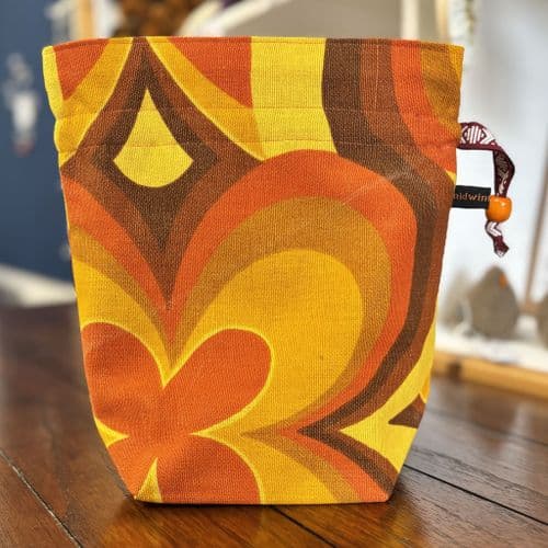 Vintage Fabric Knitting Bag -  Big Orange