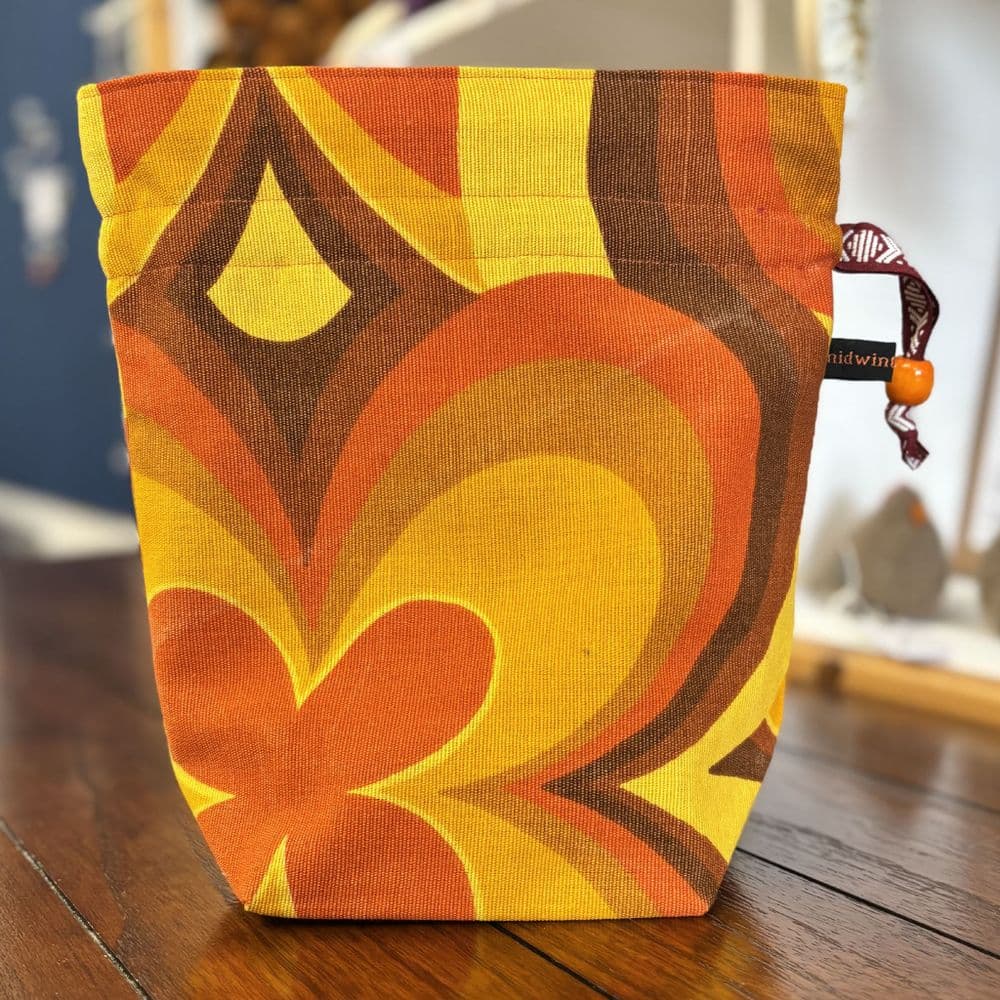 Vintage Fabric Knitting Bag - Big Orange