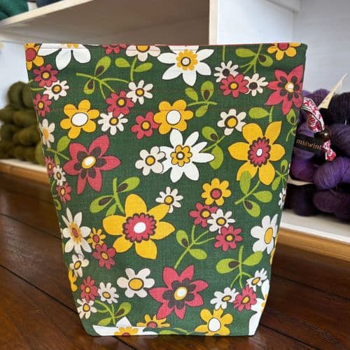 Vintage Fabric Knitting Bag - Camping Holiday