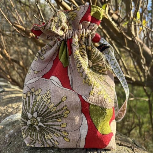 Vintage Fabric Knitting Bag - Hellebore