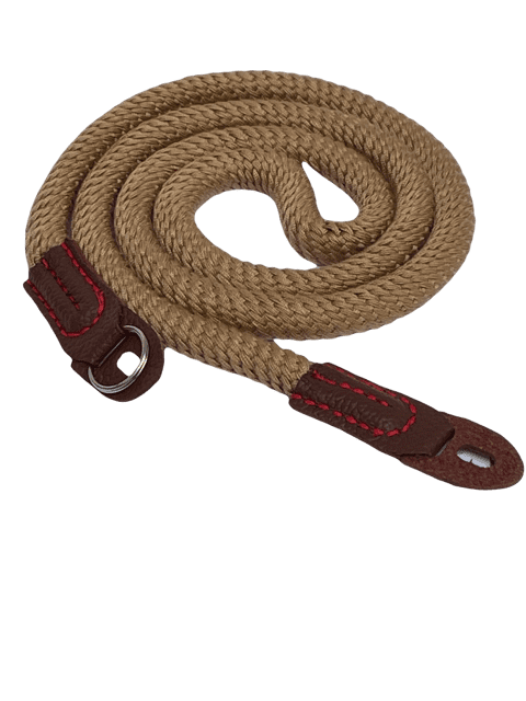 Cotton Rope Camera Strap With Split Rings Tan