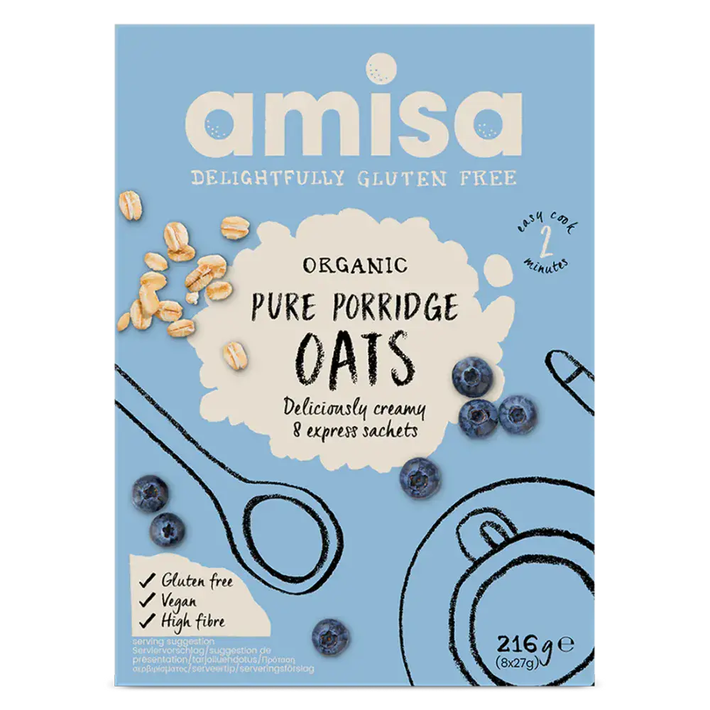 Amisa Organic Pure Porridge Oat Sachets (8x27g)