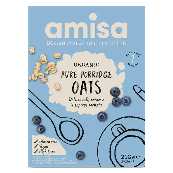 Amisa Organic Pure Porridge Oat Sachets (8x27g)