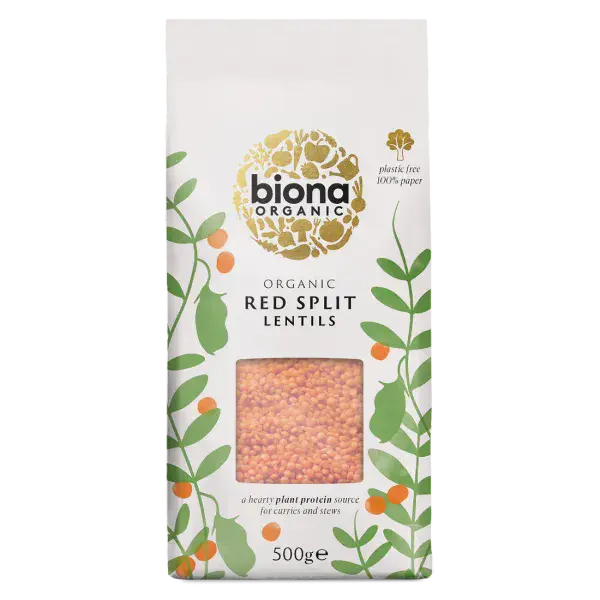 Biona Organic Red Split Lentils 500g