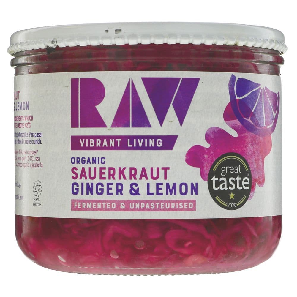 Raw Organic Fresh Sauerkraut In the Pink Ginger & Lemon 