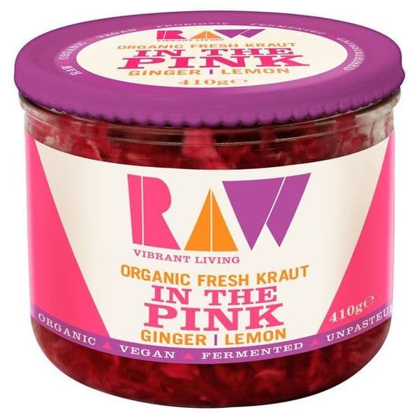 Raw Organic Fresh Sauerkraut In the Pink Ginger & Lemon