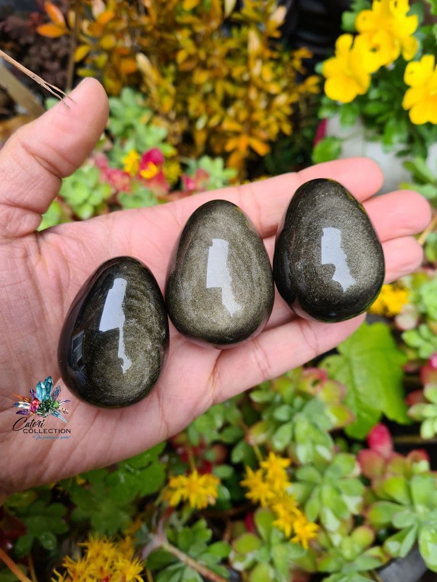 48mm Goldsheen Obsidian Egg