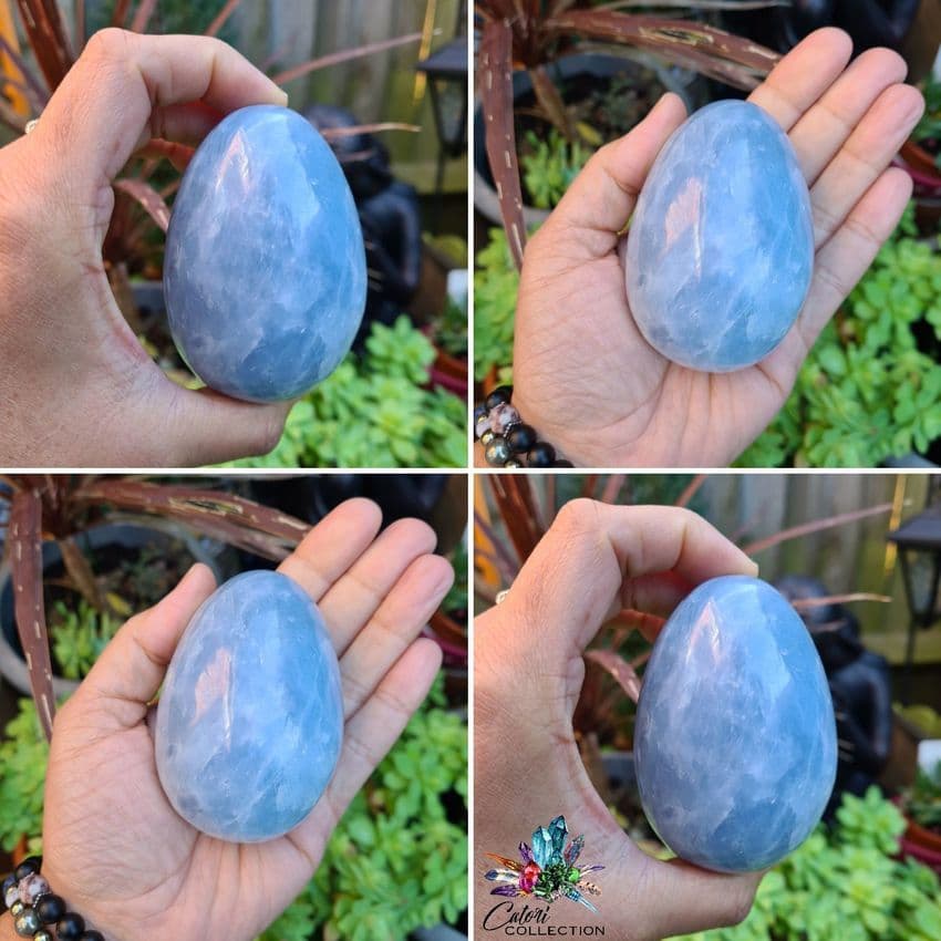 81mm Blue Calcite Egg (#2)