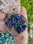 Amazonite, Lapis Lazuli and Clear Quartz Tree of Life Silver Wire Pendants