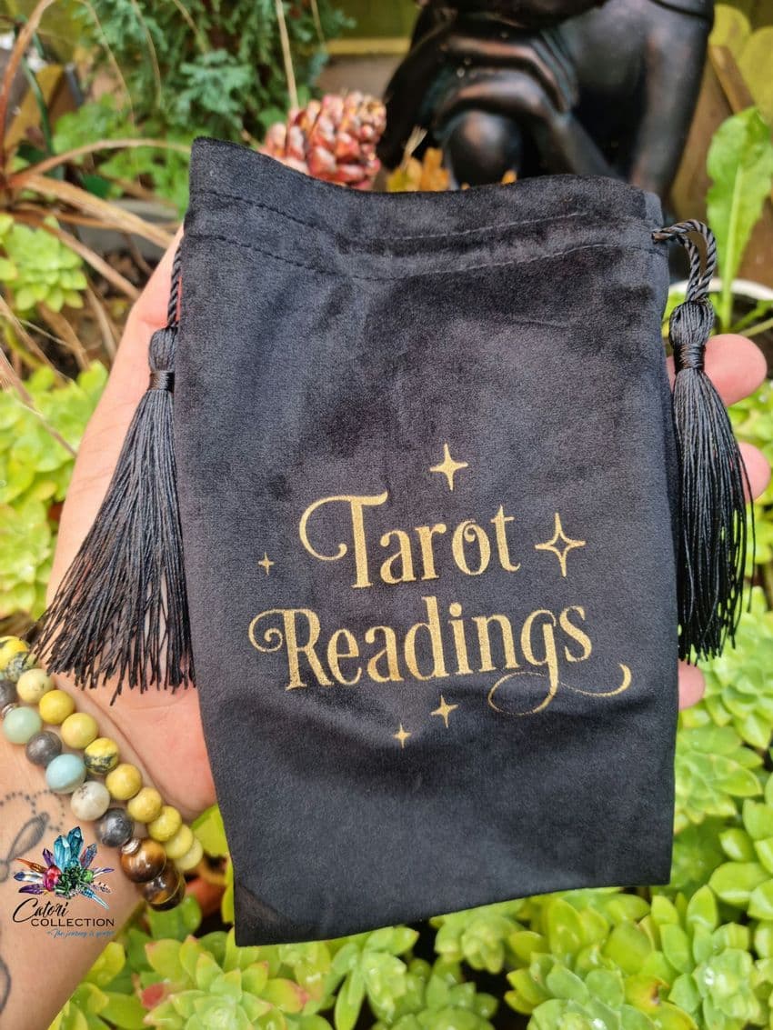 Black Tarot Readings Drawstring Pouch