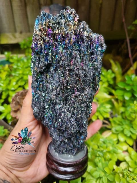 Carborundum Cluster on Wood Stand