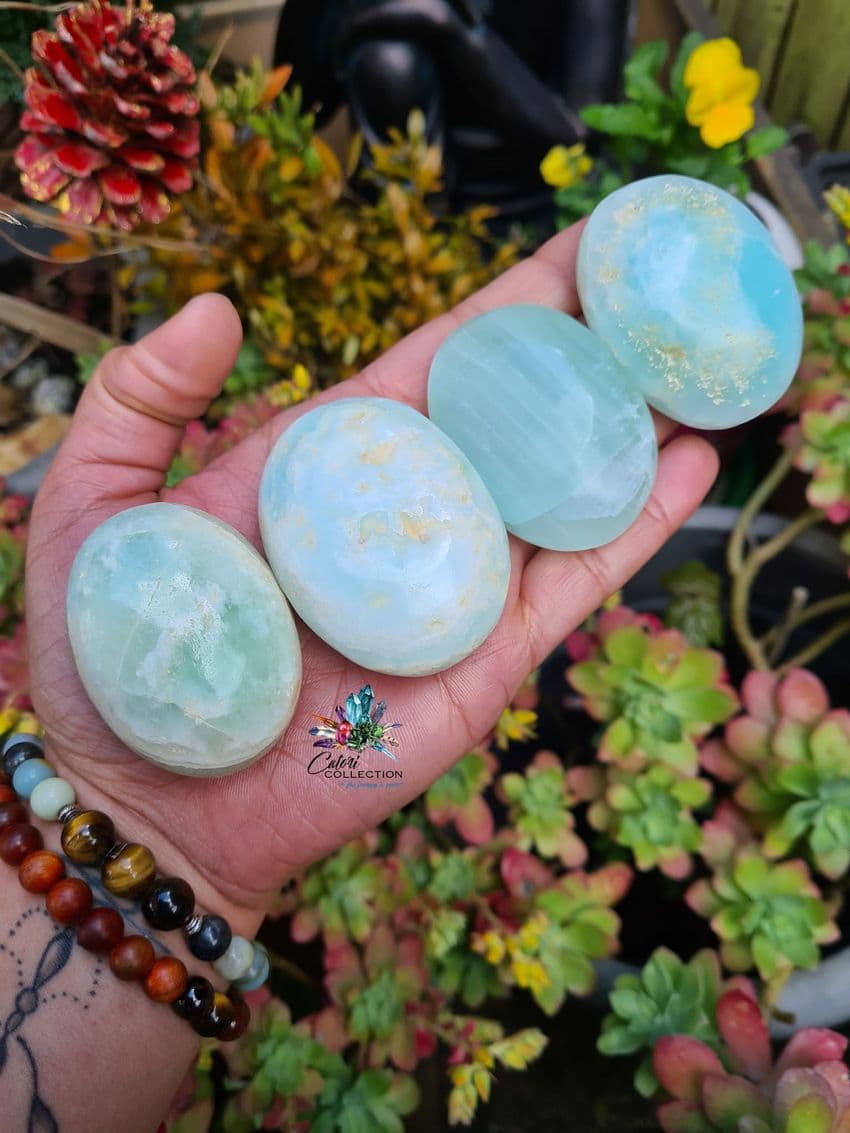Caribbean Blue Calcite Palmstones