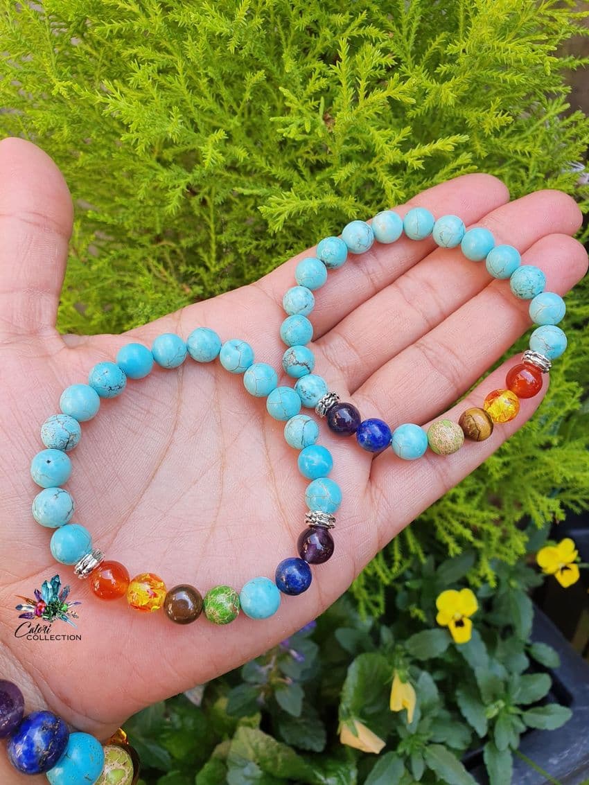 Chakra Bracelet with Reconstituted Turquoise