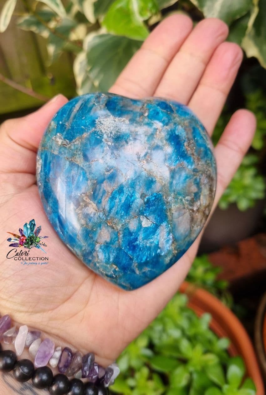 Large Blue Apatite Puffy Heart