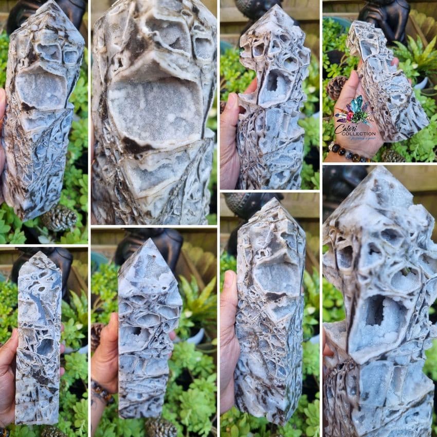 Large Sphalerite Tower with Druzy #2 (8 inches tall)