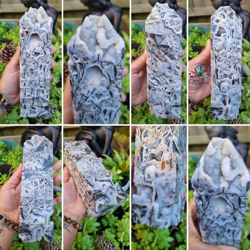 Large Sphalerite Tower with Druzy #3 (8 inches tall)