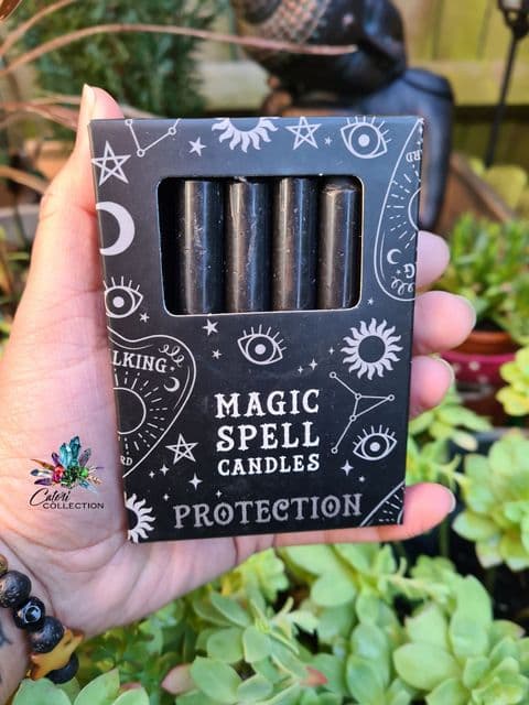 Pack of 12 Black 'Protection' Spell Candles