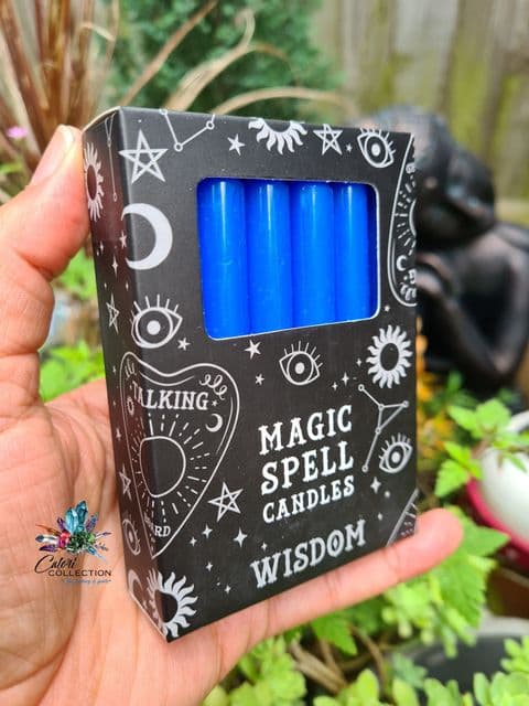 Pack of 12 Blue 'Wisdom' Spell Candles