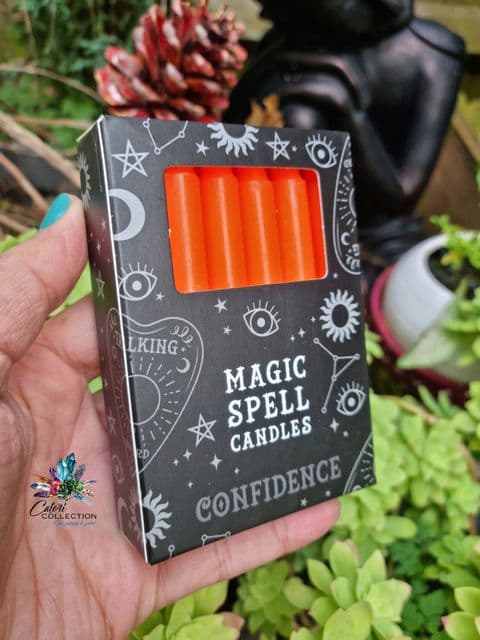 Pack of 12 Orange 'Confidence' Spell Candles