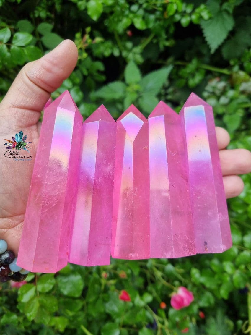 Pink Aura Quartz Point