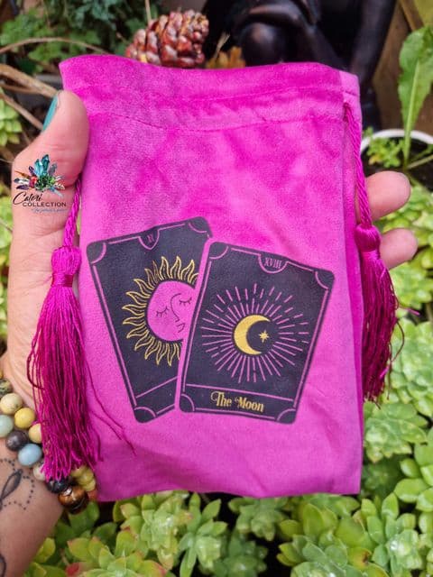Pink Tarot Cards Drawstring Pouch