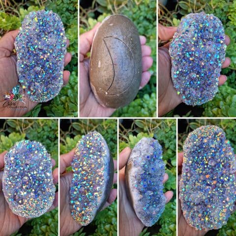 Rainbow Aura Clear Quartz Cluster (427 grams)