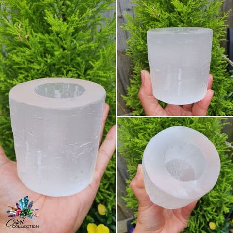 Round Selenite Tealight Candle Holder