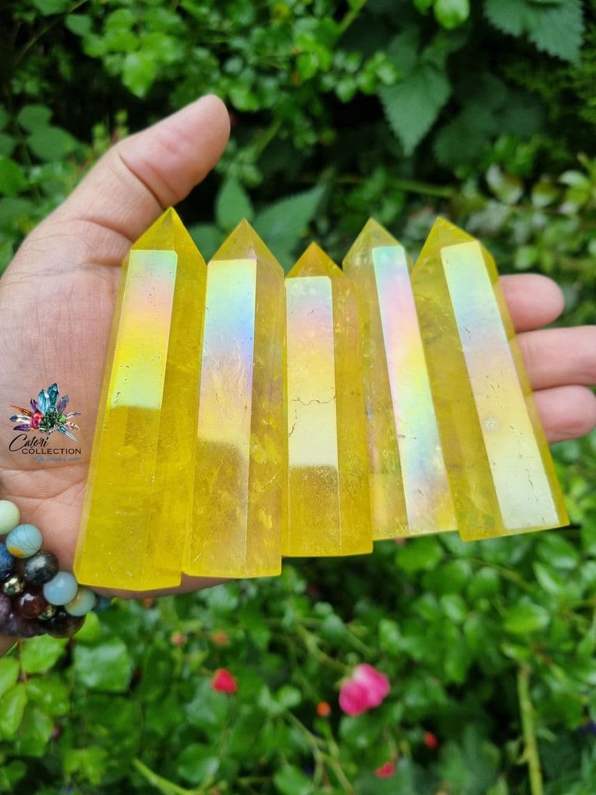 Yellow Aura Quartz Point
