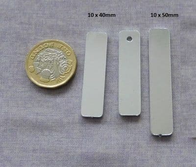 10mm x 40/50mm rectangle metal stamping/engraving blank - with/without  hole - 2mm -  laser cut