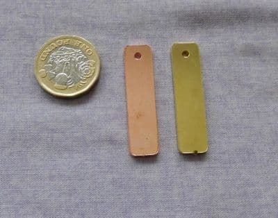 10mm x 40mm chunky copper and brass metal stamping/engraving blank with hole