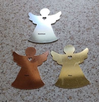 Angel metal stamping blank with single heart cut out - 2mm aluminium or 1.2mm copper - laser cut