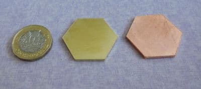 Chunky 32mm x 2mm hexagon brass or copper metal stamping blank - laser cut
