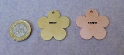 Chunky flower shape  with hole metal stamping/engraving blank - 2mm copper or brass - laser cut
