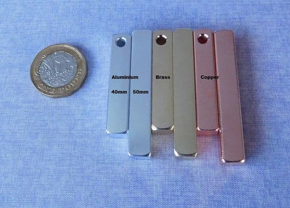 Chunky square bar (8mm) metal stamping/engraving/laser  blank - aluminium,copper and brass