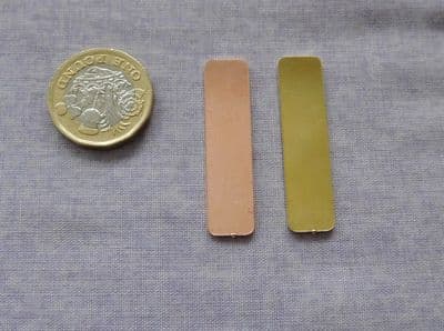 CLEARANCE 10mm x 40mm copper and brass metal stamping/engraving blank  - 1.2mm - no hole