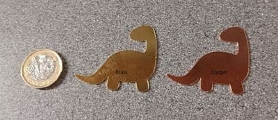CLEARANCE - Dino  metal stamping/engraving  blank -  1.2mm brass and copper