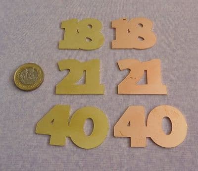 CLEARANCE Special number metal stamping/engraving blanks - 1.2mm copper and brass- laser cut
