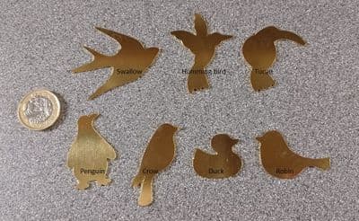 CLEARENCE - Bird stamping/engraving/enamelling  blanks - laser cut - 1.2mm brass