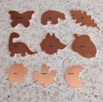 Copper Chunky mixed animal shapes now in 2mm  copper
