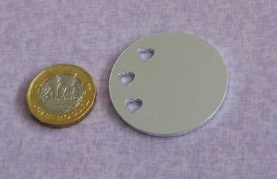 Disc metal stamping blank with 3 hearts cut out - 2mm - laser cut
