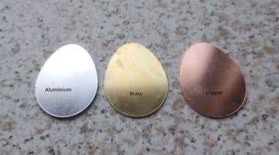 Egg shape metal stamping,engraving or enamelling blank - 2mm alu and 1.2mm brass and copper