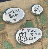 Hand poured free form pewter pebbles - stamping blanks