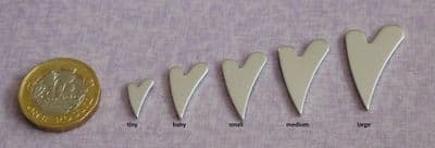 Heart/wonky heart metal stamping blank  - die cut - 5 sizes, aluminium, brass, copper and silver