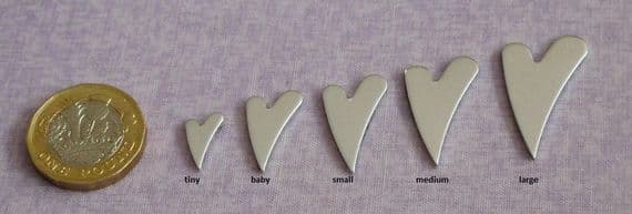 Heart/wonky heart metal stamping/engraving blank  - die cut - 5 sizes, aluminium, brass and  copper