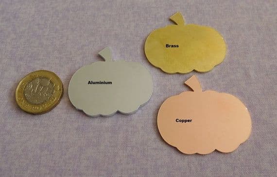 Pumpkin metal stamping/engraving blank - laser cut - 2mm aluminium,1.2mm brass and copper