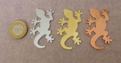 REDUCED - Gecko/lizard metal stamping/engraving blanks - laser cut - aluminium, brass or copper