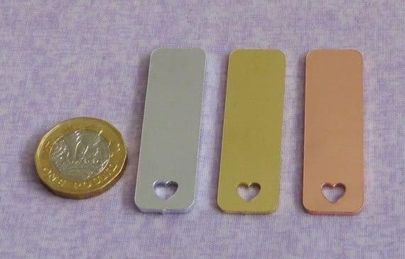 REDUCED - Heart fob metal stamping blank  - laser cut -  aluminium,brass or copper
