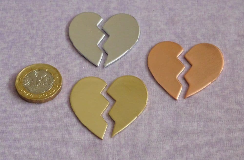 Split/broken interlocking heart metal stamping blank die cut