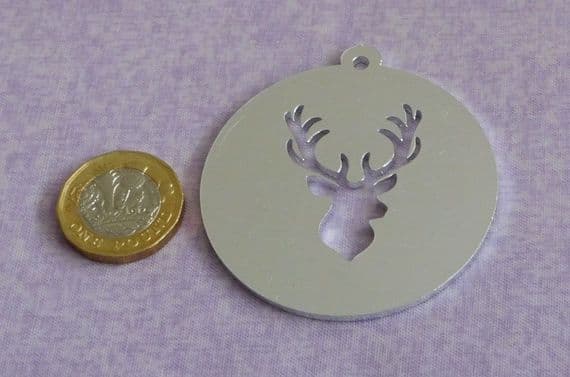 Stag head bauble  disc metal stamping blank - 2mm - laser cut